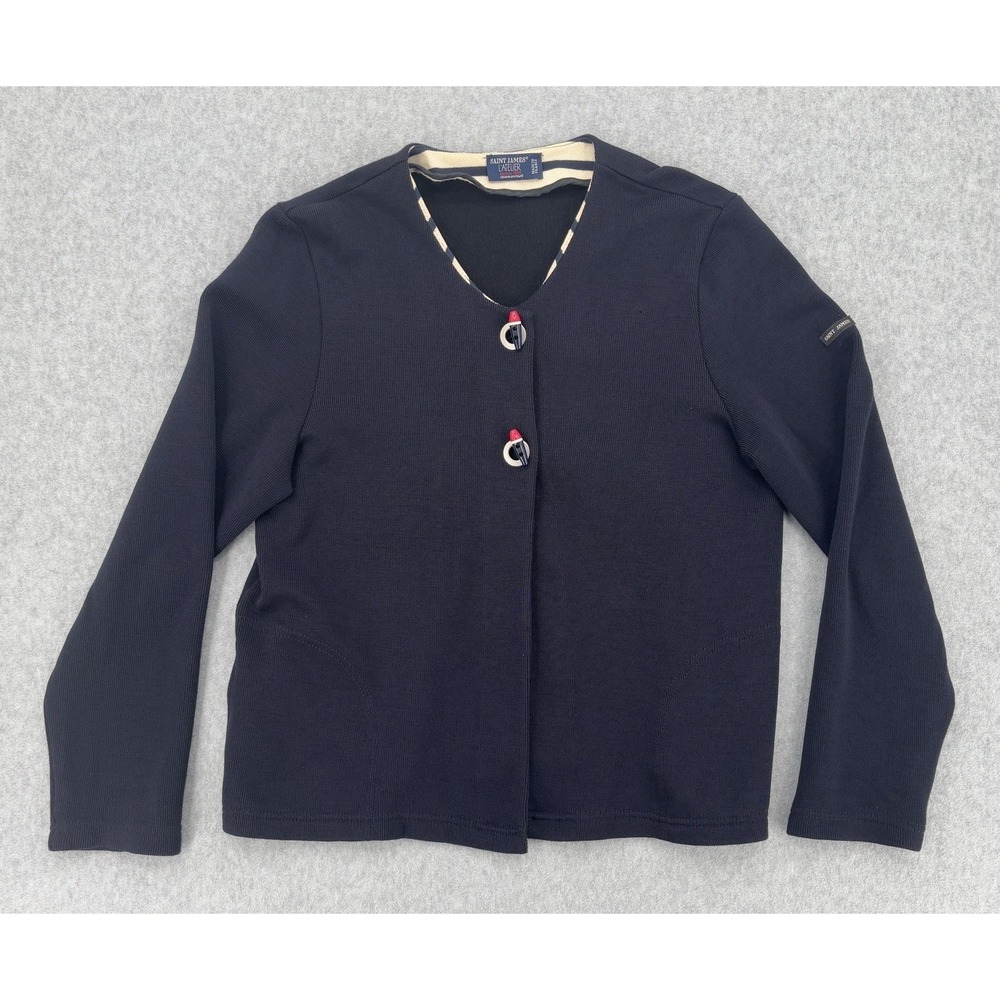 Saint James‎ L'Atelier Women's Wool Blend Open Front Cardigan US 10 FR 42